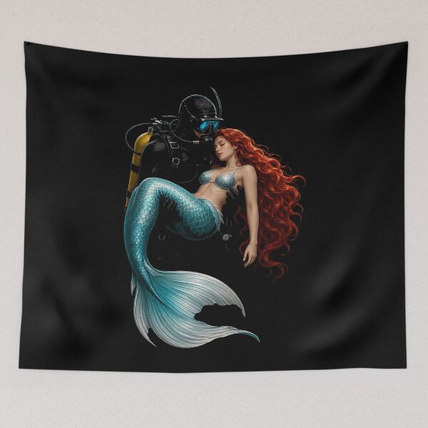 Item preview, Mermaid And Astronaut Fantasy Romance Ocean Love designed and sold by yoddel.