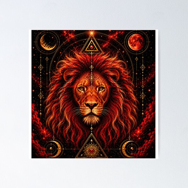 Item preview, Celestial Fire Lion | Sacred Geometry | Mystical Cosmic Lion Art designed and sold by MandyMCDigi.