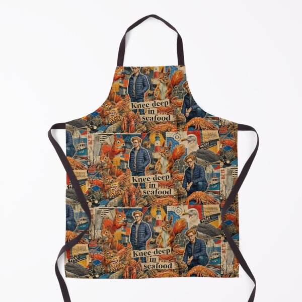 Item preview, Knee-Deep in Seafood – Coastal Collage Art Featuring Eric, Fletcher & Pecky designed and sold by Fruit-Fletcher.