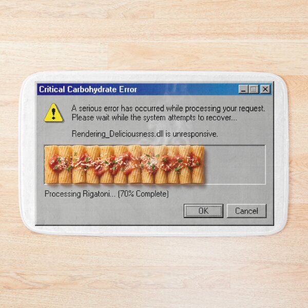 Item preview, Critical Carbohydrate Error Retro Y2K Pasta Meme designed and sold by CurioStick.