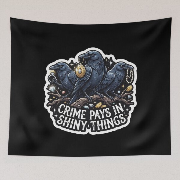 Item preview, Three Ravens Collecting Shiny Treasures designed and sold by Owcomm.