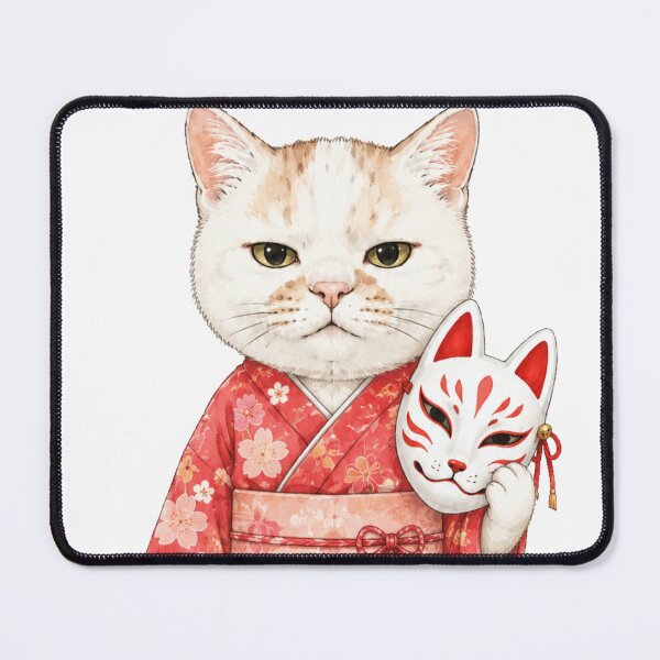 Item preview, Kimono Cat with Kitsune Mask designed and sold by Komatoya.