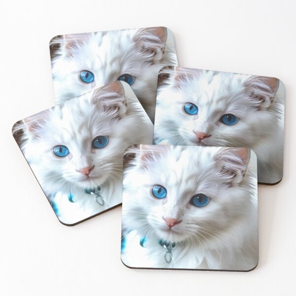 Item preview, Animals - White Cat with Blue Eyes, Elegant Feline Portrait designed and sold by World-Pets.