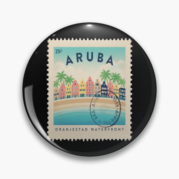 Item preview, Aruba Oranjestad Dutch Gable Waterfront Stamp Sticker designed and sold by stickercuffs.