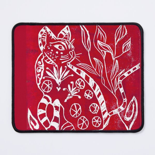 Item preview, Red Cat - Hand Printed MDF Art Abstract designed and sold by ShonaCallumArt.