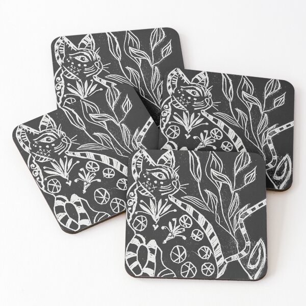 Item preview, Black Cat - Hand Printed MDF Art Abstract  designed and sold by ShonaCallumArt.