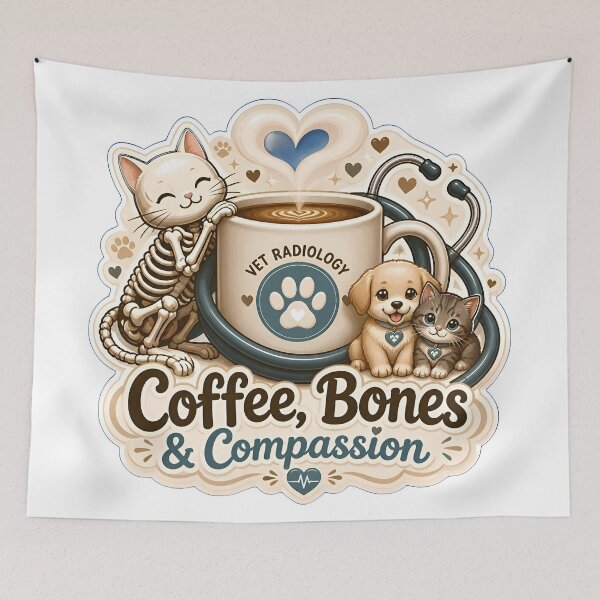 Item preview, Coffee, Bones & Compassion | Cute Veterinary Radiology Coffee Lover Design designed and sold by Bettybee00.