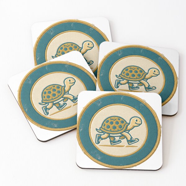 Item preview, circular badge with a simple turtle  wearing running shoes designed and sold by alex889art.