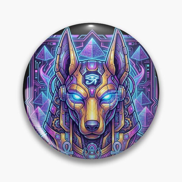 Item preview, Neon Cyberpunk Anubis - Futuristic Cyber Egypt God Art designed and sold by alalame.