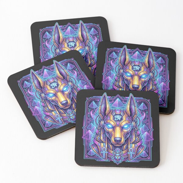 Item preview, Neon Cyberpunk Anubis - Futuristic Cyber Egypt God Art designed and sold by alalame.