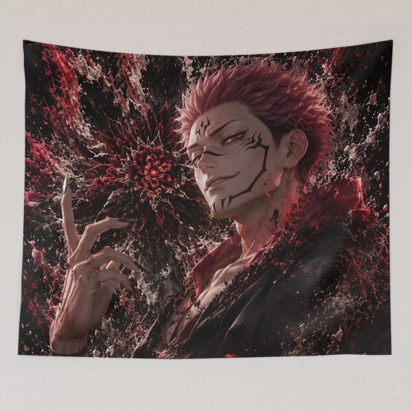 Item preview, Yuji Itadori | Crimson Cursed Warrior Dark Anime Inspired Fantasy Art Print designed and sold by Dyan4.