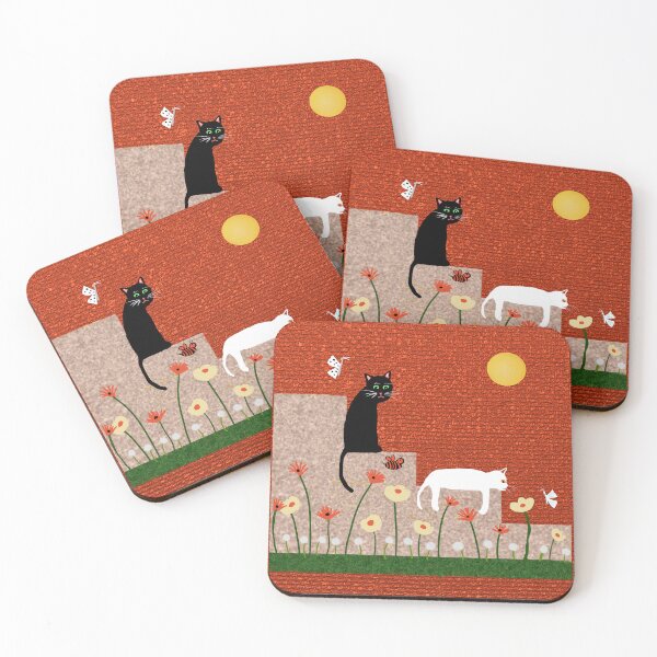 Item preview, Black and White Cats in a Garden designed and sold by Elaine M Hayward .