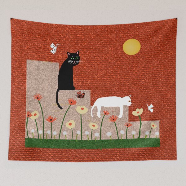 Item preview, Black and White Cats in a Garden designed and sold by Elaine M Hayward .