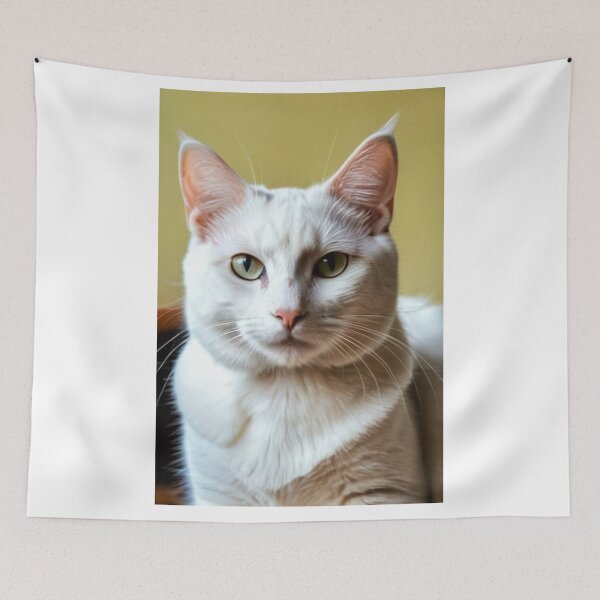 Item preview, Animals - White Cat with Green Eyes, Serene and Majestic Portrait designed and sold by World-Pets.