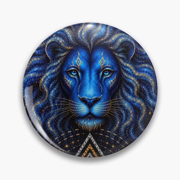 Aperçu de l'œuvre Géométrie sacrée du lion bleu céleste | Art mystique cosmique du lion créée et vendue par MandyMCDigi.