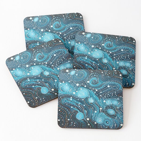 Item preview, Aboriginal Inspired Dot Art - With Aqua Abstract Ocean Wave designed and sold by GrinGalore.
