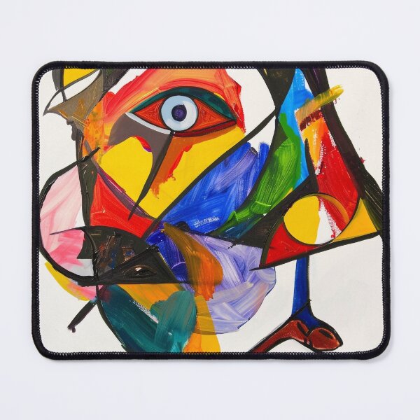 Item preview, Abstract Cubist Colorful Portrait Painting designed and sold by Pierce Millington Gallery.
