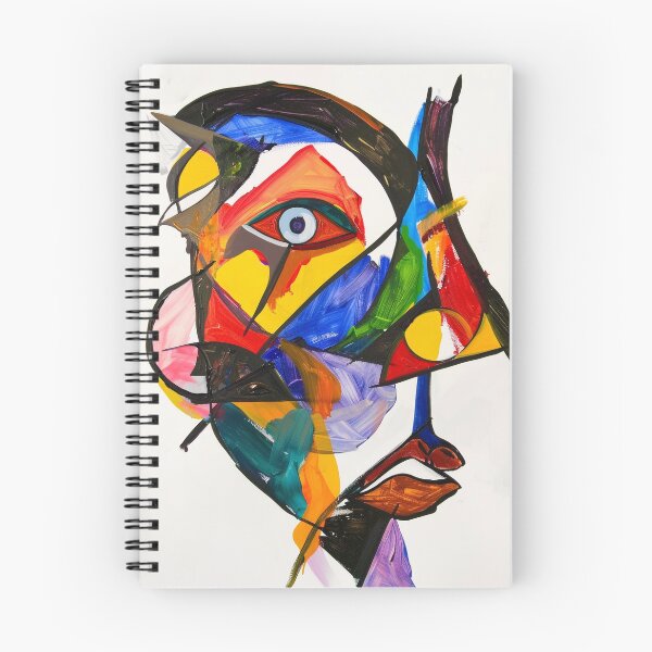 Item preview, Abstract Cubist Colorful Portrait Painting designed and sold by Pierce Millington Gallery.