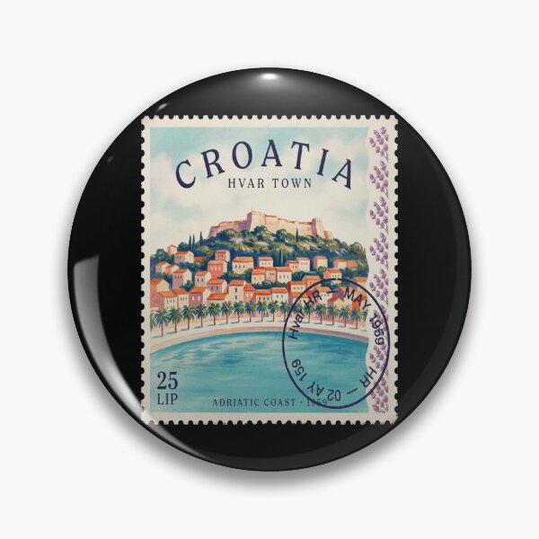 Item preview, Hvar Croatia Fortica Harbor Adriatic Stamp Sticker designed and sold by stickercuffs.