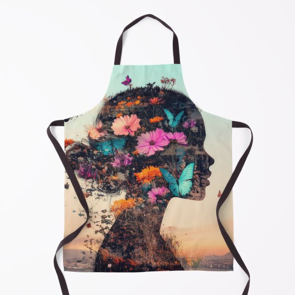 Item preview, Silhouette portrait of a beautiful girl created from flowers, butterflies and birds during sunset. designed and sold by Soft Oddity.