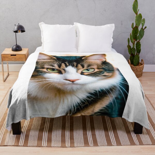 Item preview, Animals - White Tabby Cat, Feline Portrait with Luminous Yellow-Green Eyes designed and sold by World-Pets.