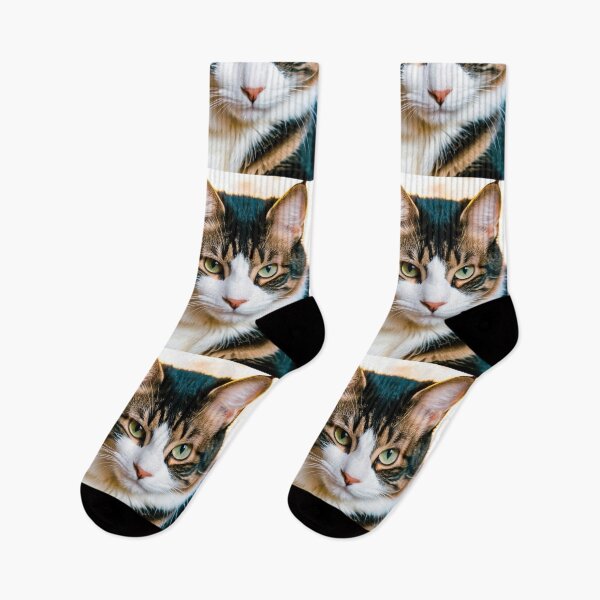 Item preview, Animals - White Tabby Cat, Feline Portrait with Luminous Yellow-Green Eyes designed and sold by World-Pets.