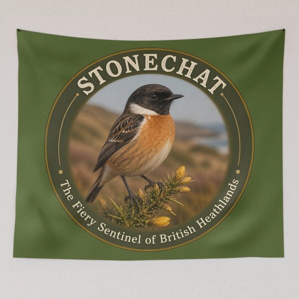 Item preview, STONECHAT – The Fiery Sentinel of British Heathlands designed and sold by The Digital Compass.