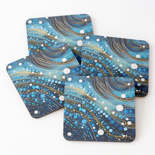 Item preview, Aboriginal Inspired Dot Art - Blue Ocean Flow Coastal Abstract designed and sold by GrinGalore.