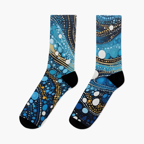 Item preview, Aboriginal Inspired Dot Art - Blue Ocean Flow Coastal Abstract designed and sold by GrinGalore.