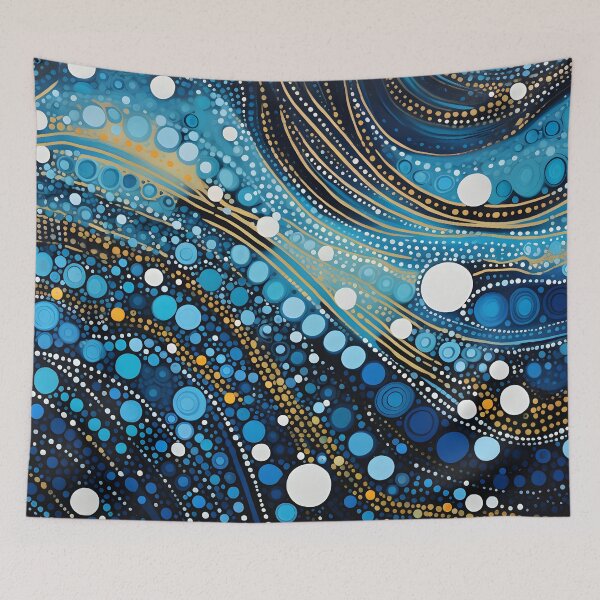 Item preview, Aboriginal Inspired Dot Art - Blue Ocean Flow Coastal Abstract designed and sold by GrinGalore.