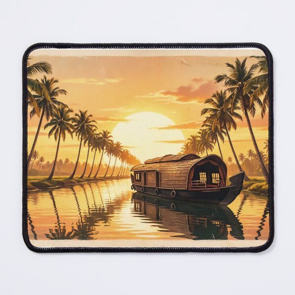 Item preview, Tropical Sunset River with Coconut Trees and Boat designed and sold by ASTROVIA .
