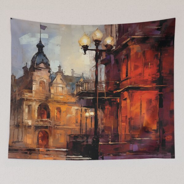 Item preview, Impressionist City Street at Dusk with Lantern designed and sold by AniDragonfly.