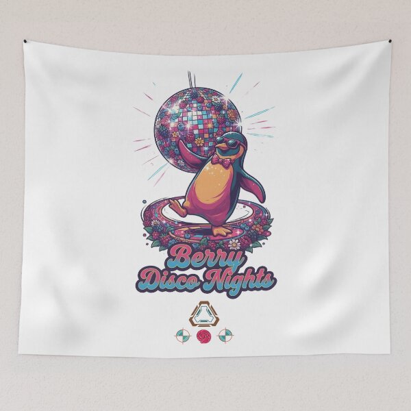 Item preview, Berry Disco Nights - Funky Dancing Penguin designed and sold by m-yoga-store.
