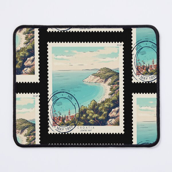Aperçu de l'œuvre Timbre de corne d'or de Bol Croatie Zlatni Rat Sticker créée et vendue par stickercuffs.