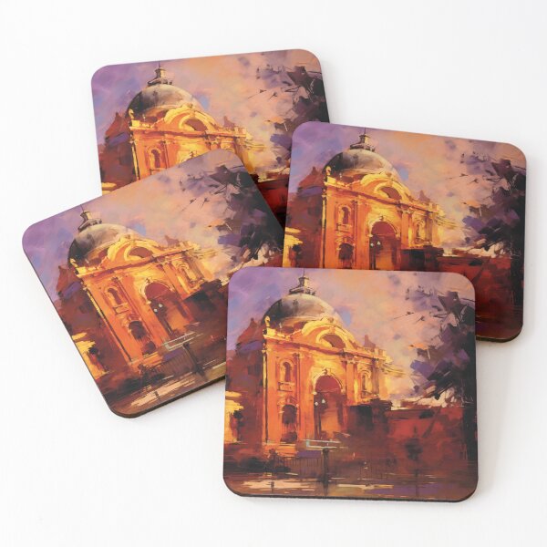 Item preview, Impressionist Domed Building in Evening Red designed and sold by AniDragonfly.