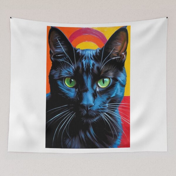 Item preview, Art - Black Cat Pop Art, Expressive Style with Vivid Colors designed and sold by World-Pets.