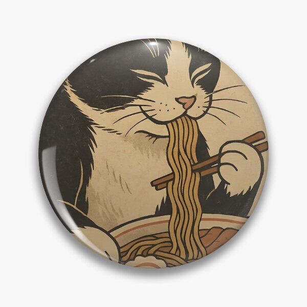 Item preview, Cute Tuxedo Cat Enjoying Ramen – Vintage Japanese Style Illustration designed and sold by SchultzWaltons.