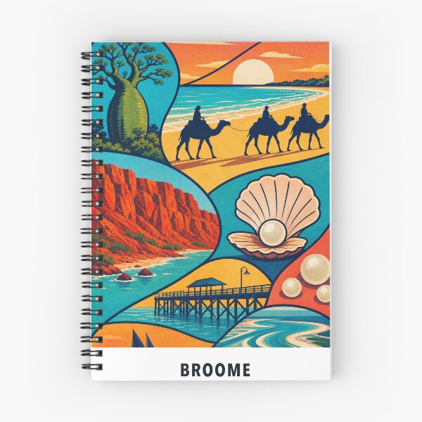 Item preview, Broome Cable Beach Camels Pearls Pindan Collage designed and sold by Print My Town.