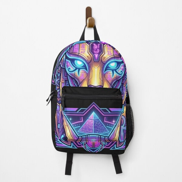 Item preview, Neon Cyberpunk Bastet - Futuristic Egyptian Cat Goddess Art designed and sold by alalame.