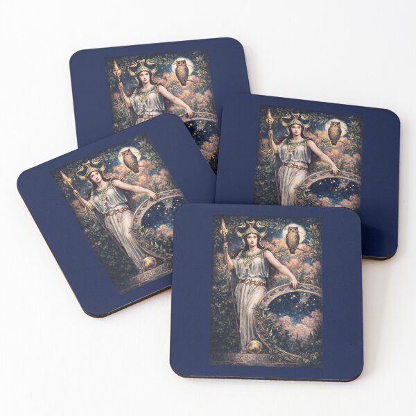 Item preview, Pre-Raphaelite Athena Illustration – Goddess of Wisdom, Owl and Celestial Mirror | Mythology Art  designed and sold by EmiliaBassano.