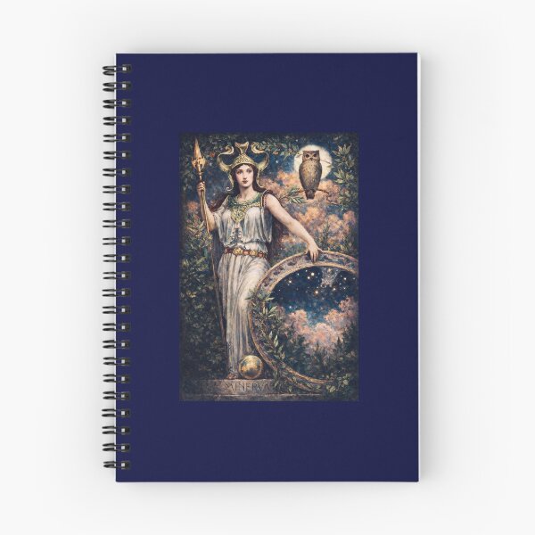 Item preview, Pre-Raphaelite Athena Illustration – Goddess of Wisdom, Owl and Celestial Mirror | Mythology Art  designed and sold by EmiliaBassano.