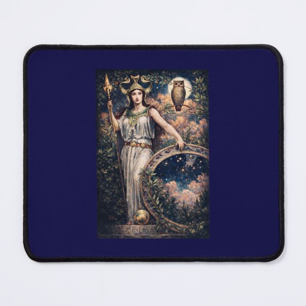 Item preview, Pre-Raphaelite Athena Illustration – Goddess of Wisdom, Owl and Celestial Mirror | Mythology Art designed and sold by EmiliaBassano.