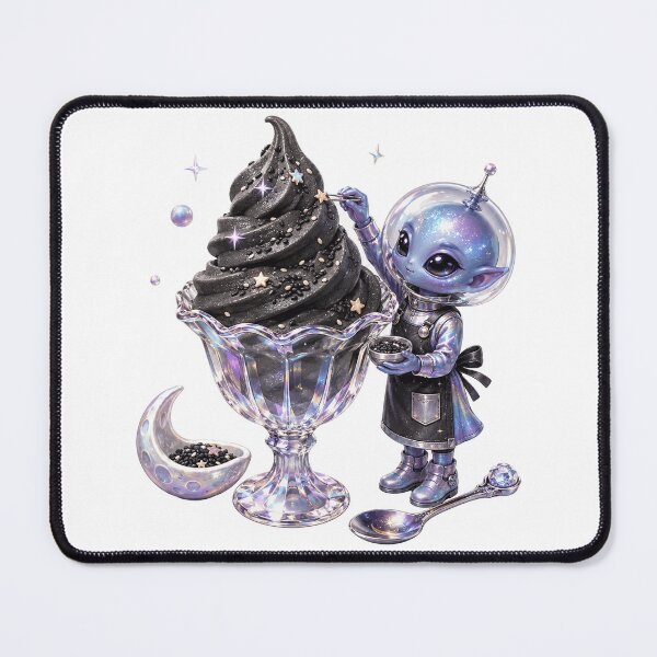 Item preview, Cosmic Black Sesame Soft Serve Alien Barista designed and sold by darkdesign9.