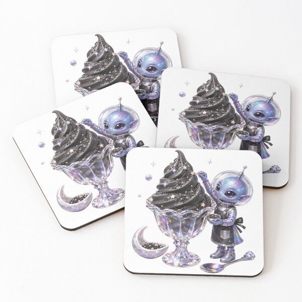 Item preview, Cosmic Black Sesame Soft Serve Alien Barista designed and sold by darkdesign9.