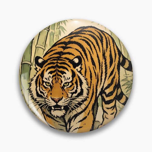 Item preview, Vintage Bamboo Tiger - Japanese Ukiyo-e Wildlife Poster designed and sold by AuraArtistica.