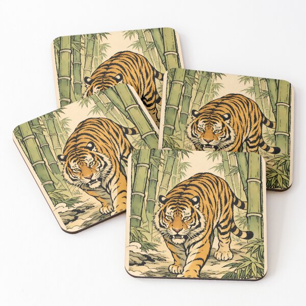 Item preview, Vintage Bamboo Tiger - Japanese Ukiyo-e Wildlife Poster designed and sold by AuraArtistica.