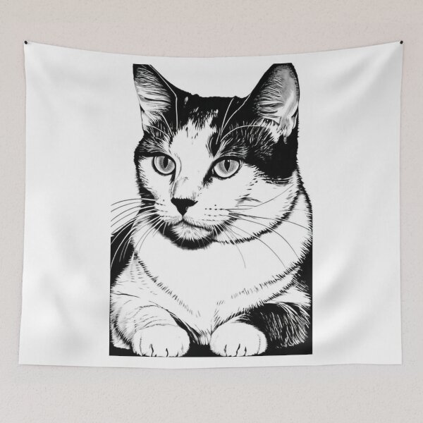 Item preview, Art - Cat Portrait, Timeless Black and White Engraving Style designed and sold by World-Pets.