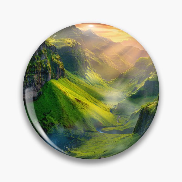 Item preview, Majestic Waterfall In Lush Green Mountain Landscape designed and sold by Artessie.