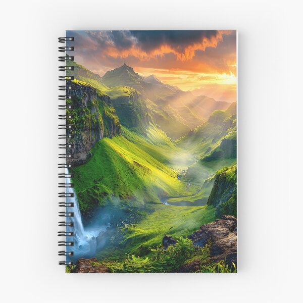 Item preview, Majestic Waterfall In Lush Green Mountain Landscape designed and sold by Artessie.