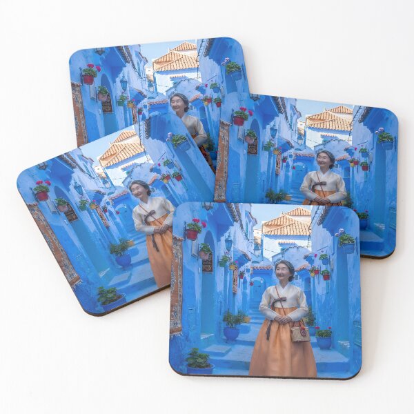 Item preview, Blue Labyrinth: A Hanbok's Moroccan Serenade in Chefchaouen designed and sold by SOOstudio73.